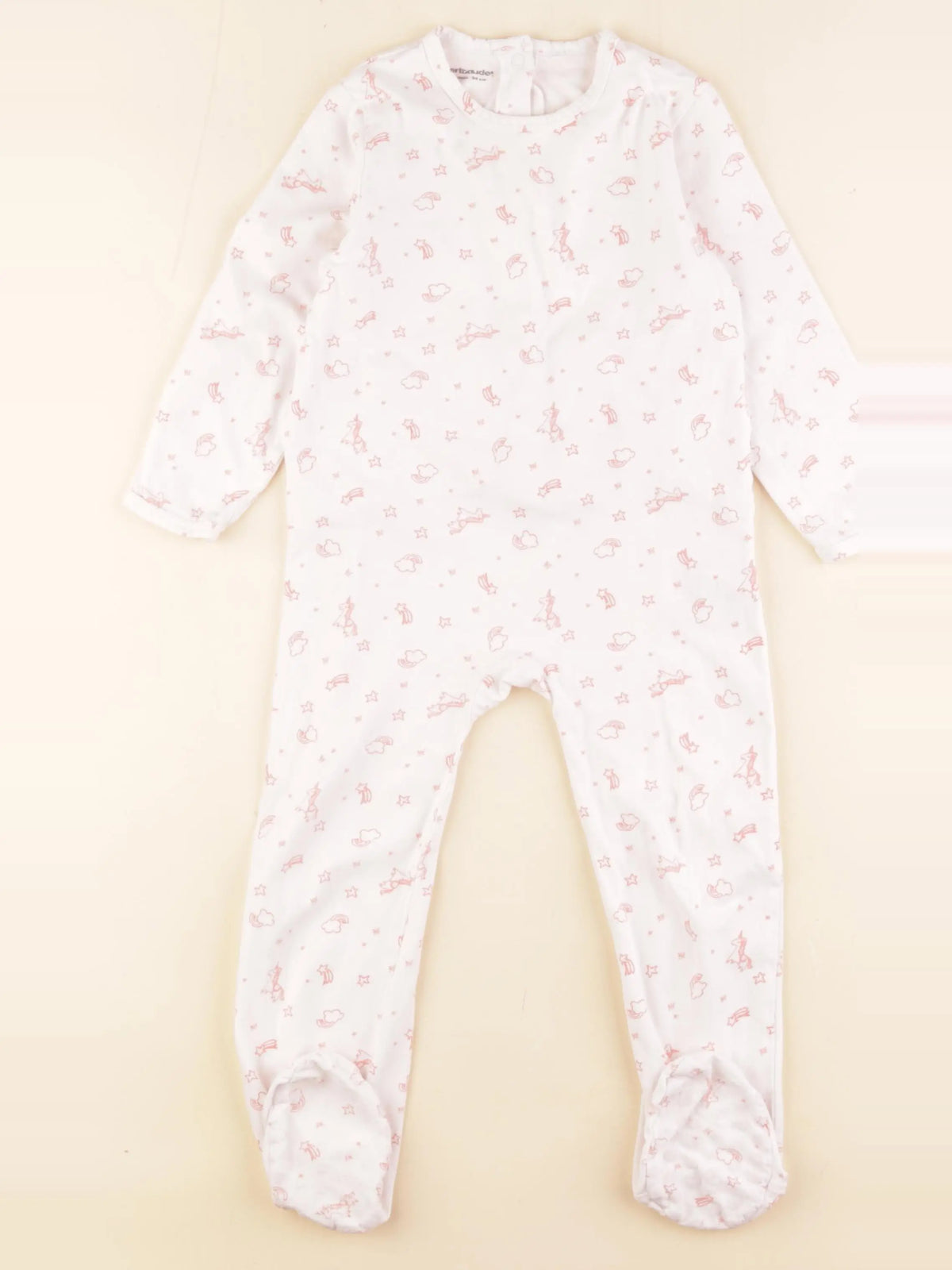 Vertbaudet - pyjama coton blanc, rose - 36 mois