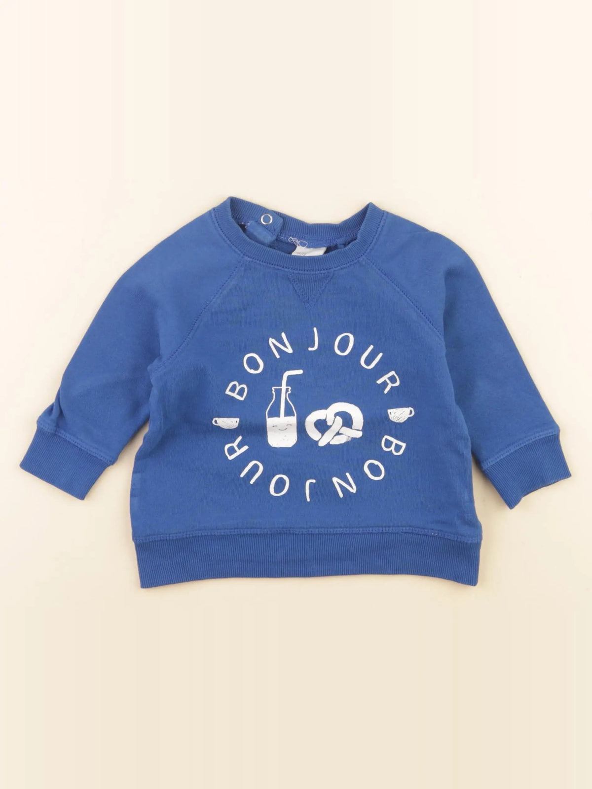 H&M - sweat bleu - 4/6 mois