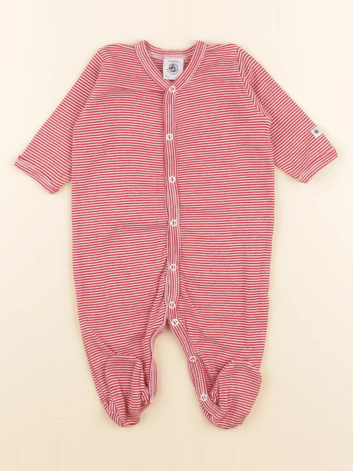 Petit Bateau - pyjama coton rouge - 3 mois