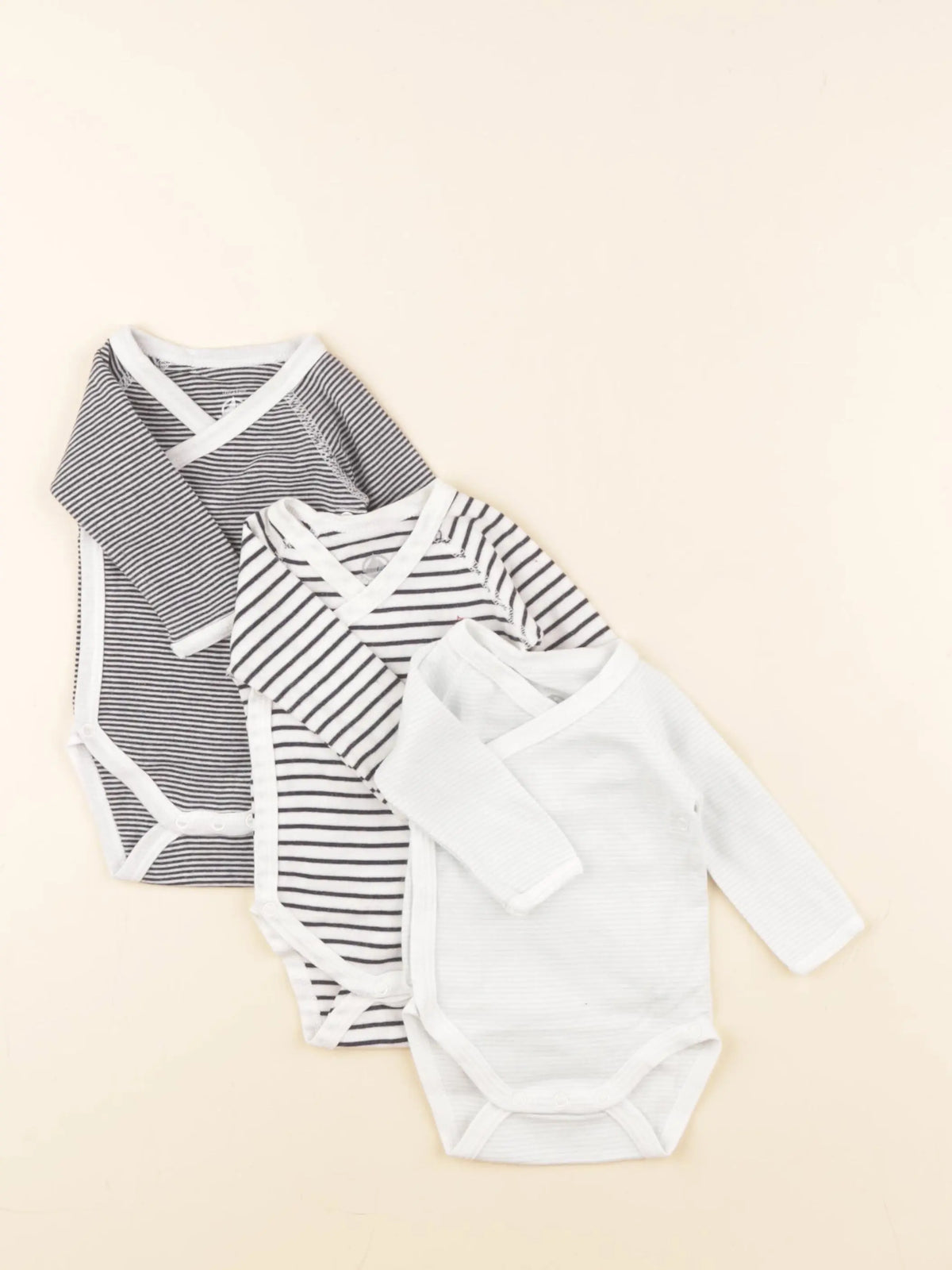 Petit Bateau - lot de 3 bodies en coton blanc - 1 mois