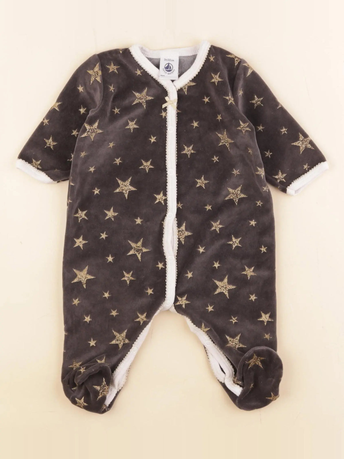 Petit Bateau - pyjama velours gris, or - 3 mois