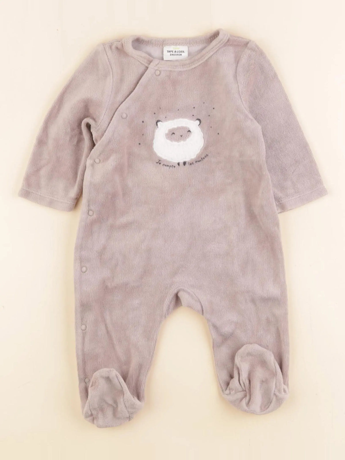 Tape à l'oeil - pyjama velours marron - 3 mois
