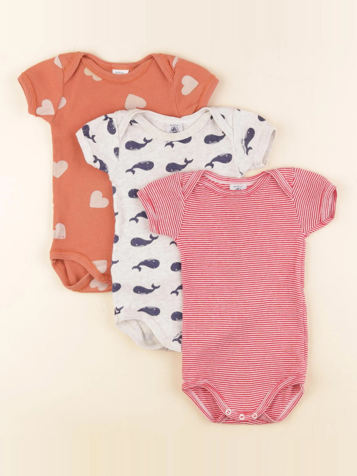 Petit Bateau - lot de 3 bodies en coton multicolore - 3 mois