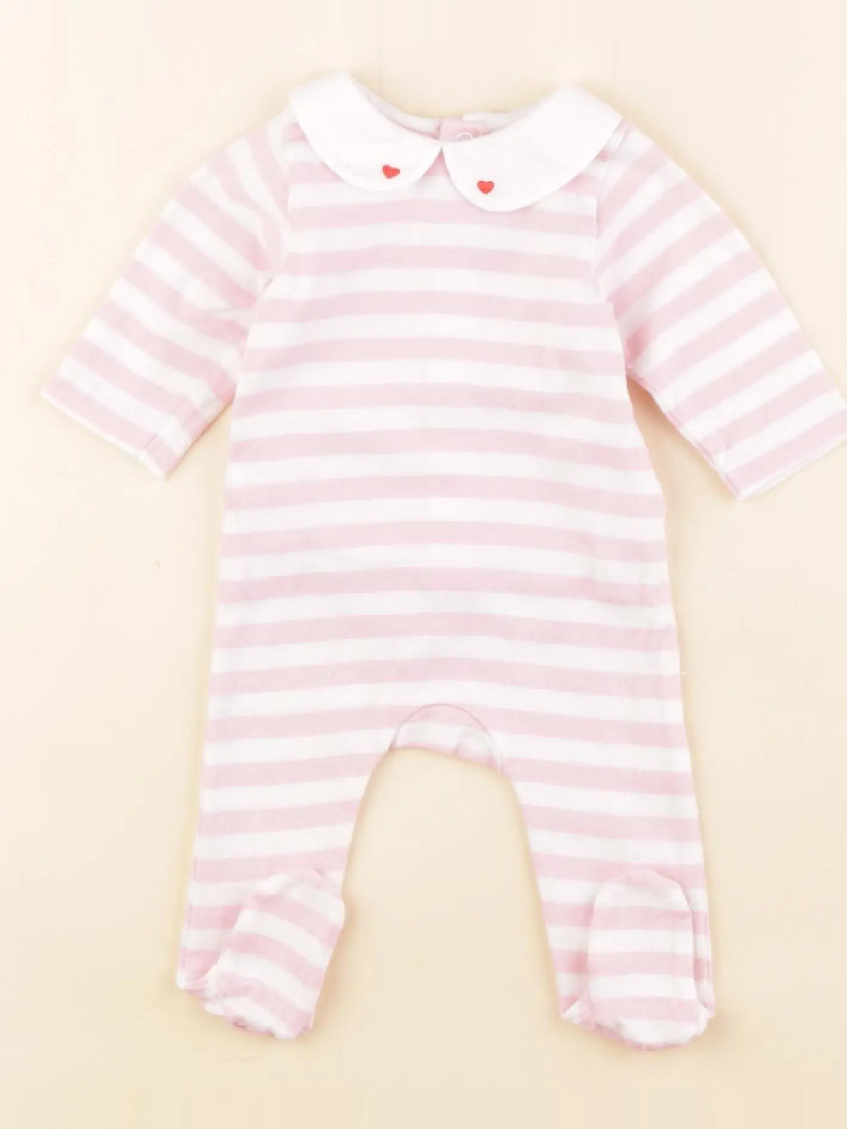 Jacadi - pyjama coton blanc, rose - 1 mois