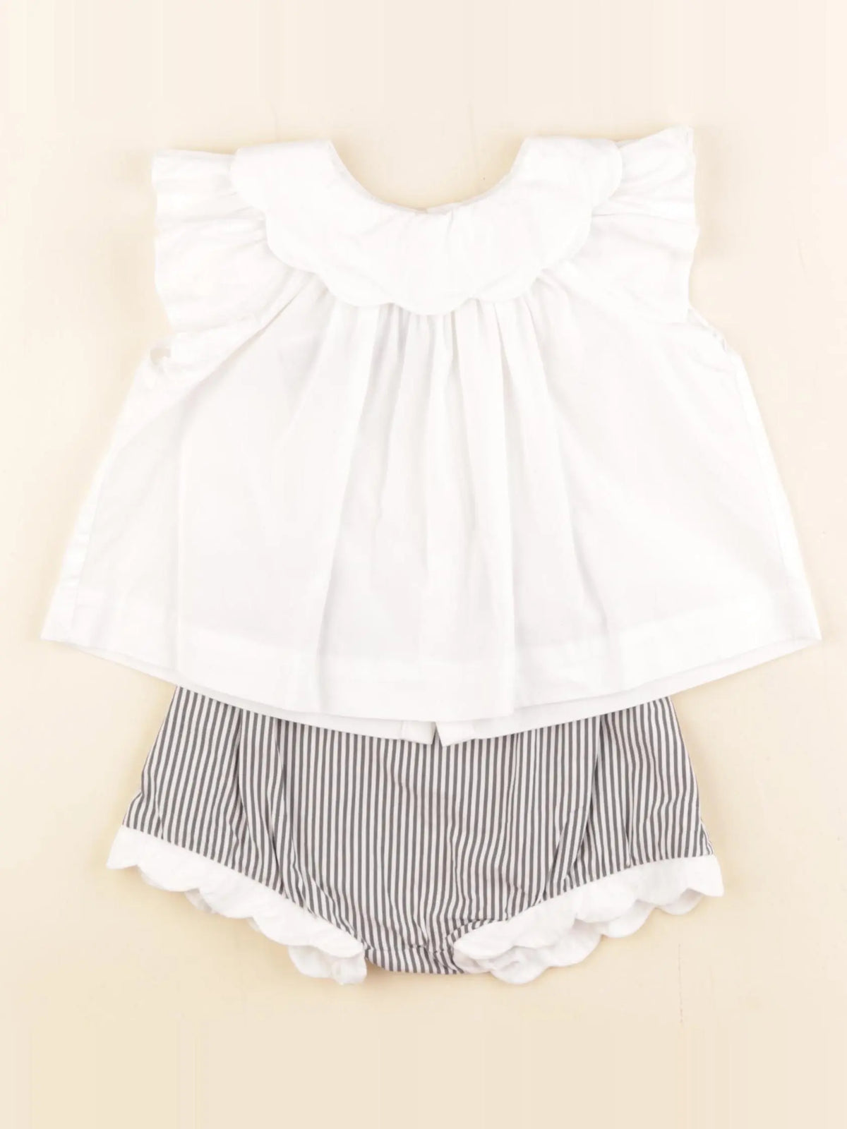 Jacadi - ensemble blanc, gris - 12 mois