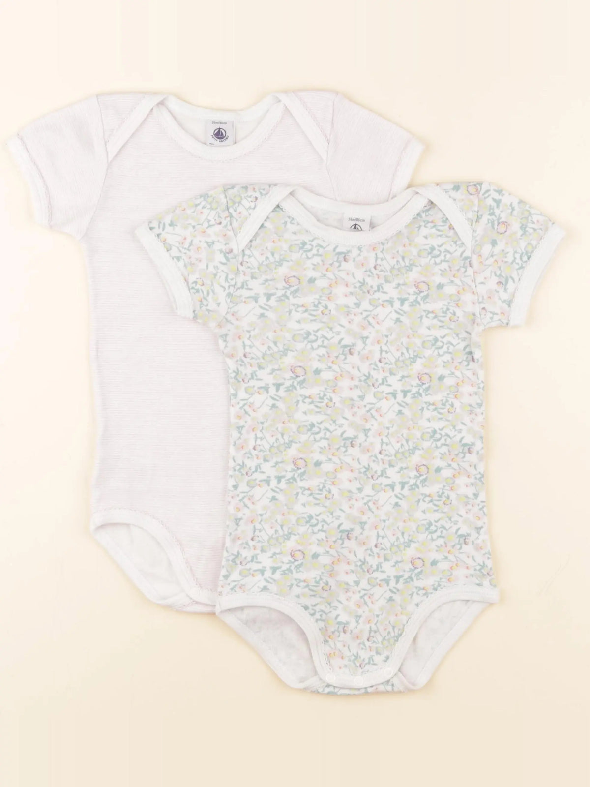 Petit Bateau - lot de 2 bodies en coton blanc - 24 mois
