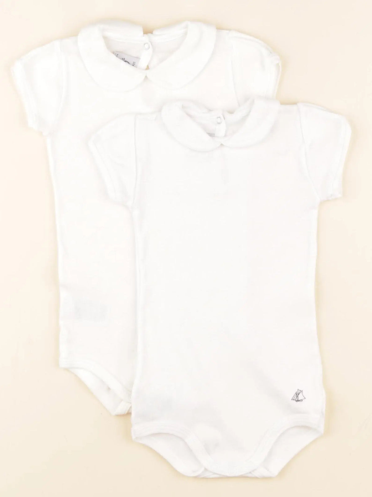Petit Bateau - lot de 2 bodies en coton blanc - 12 mois