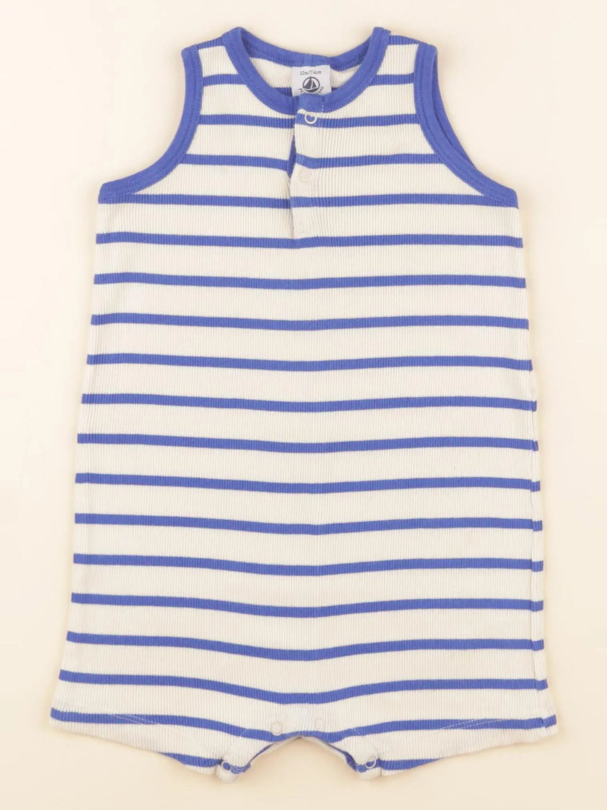 Petit Bateau - pyjama coton bleu, blanc - 12 mois
