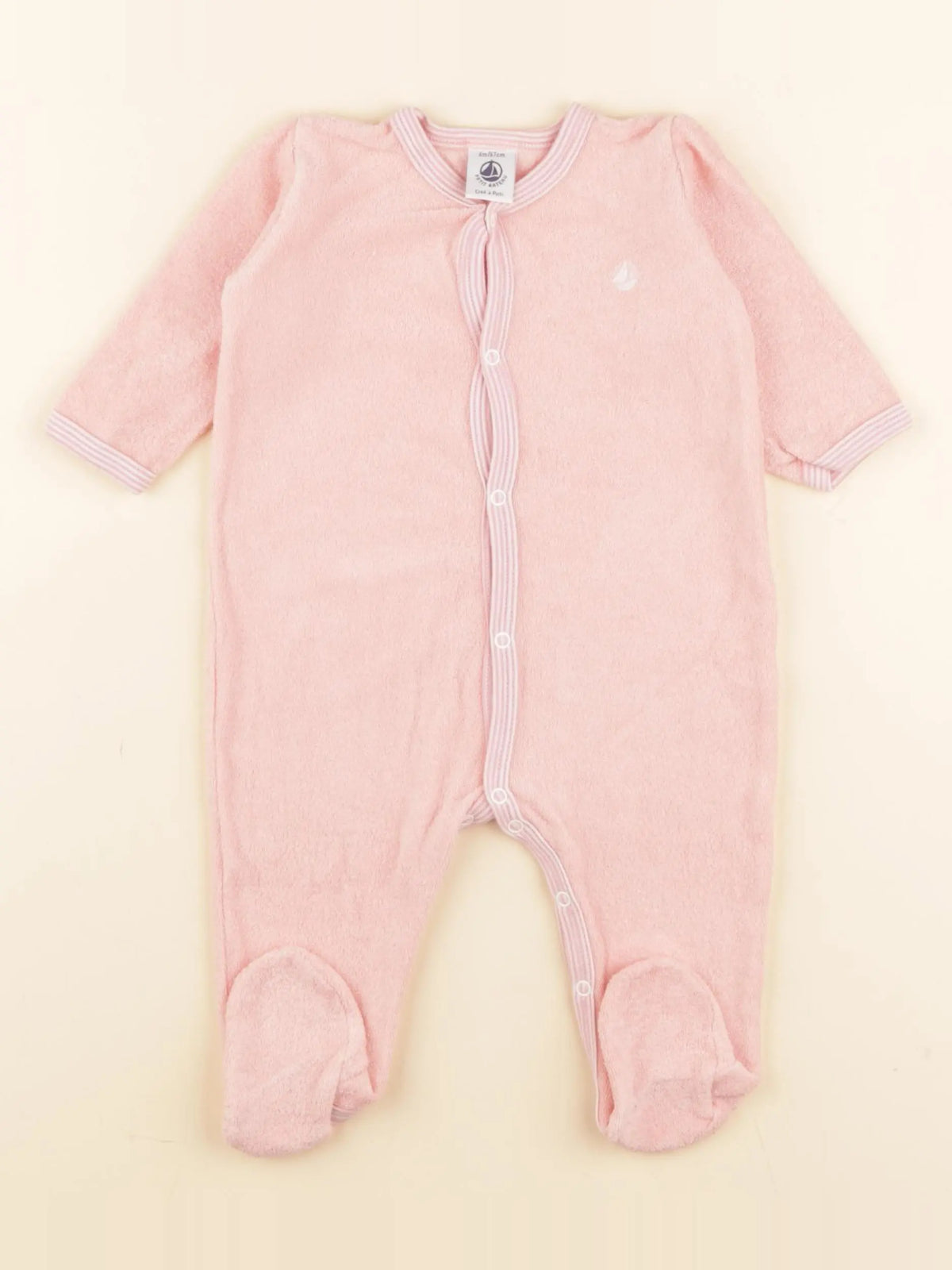 Petit Bateau - pyjama velours rose - 6 mois