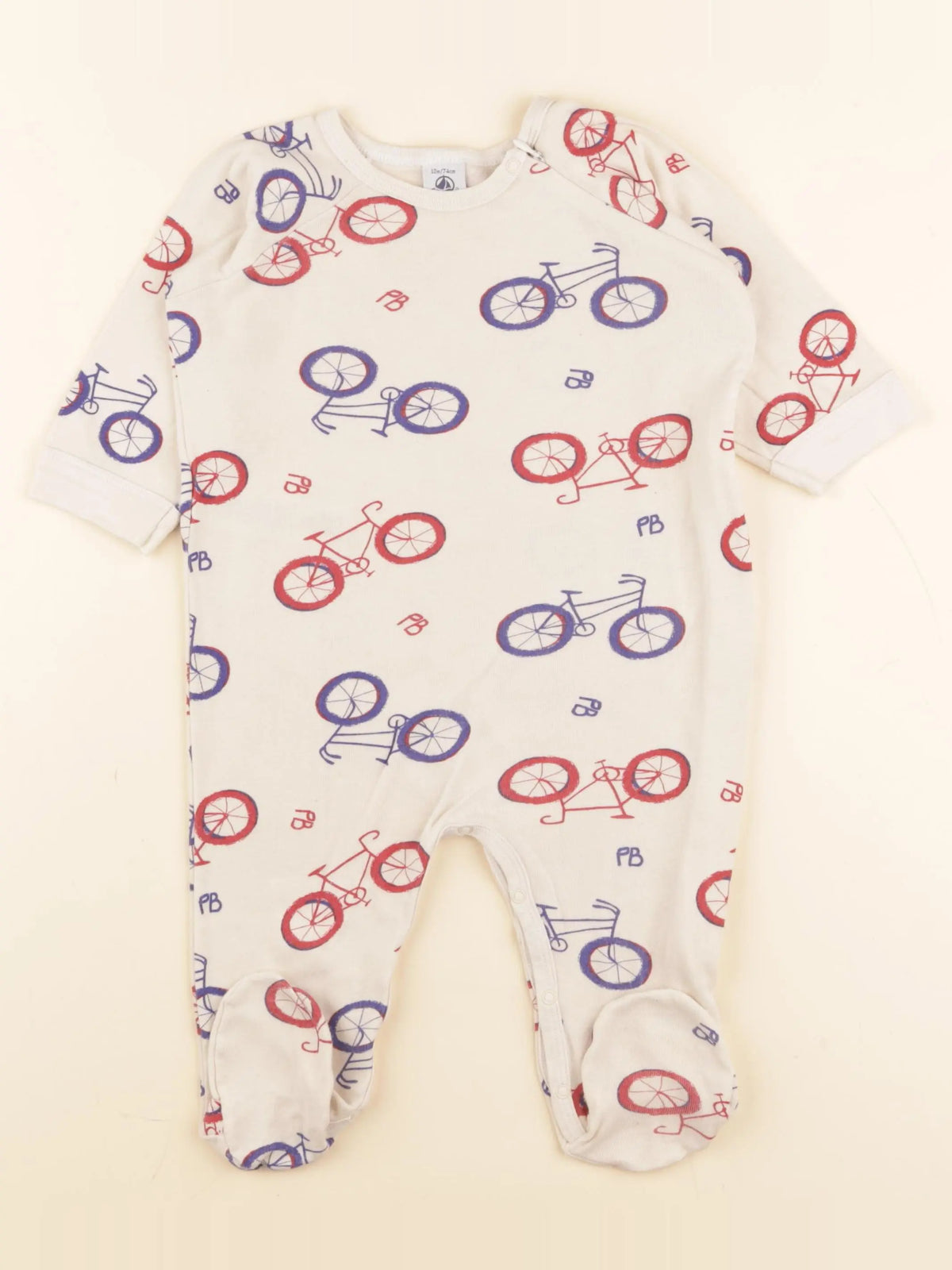 Petit Bateau - pyjama coton beige - 12 mois