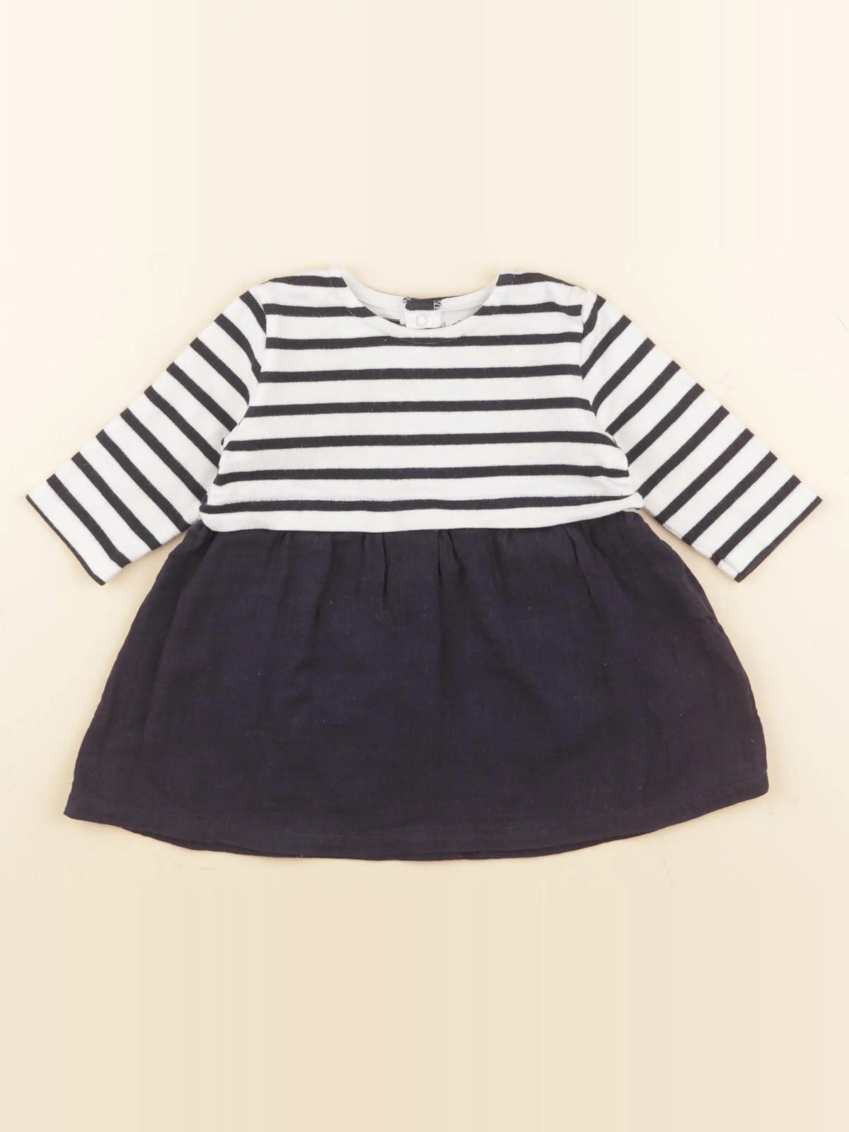 Petit Bateau - robe bleu, blanc - 6 mois
