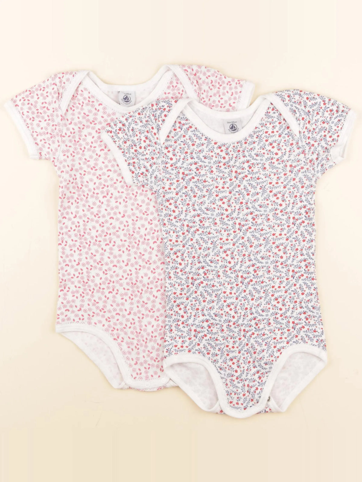 Petit Bateau - lot de 2 bodies en coton blanc - 36 mois