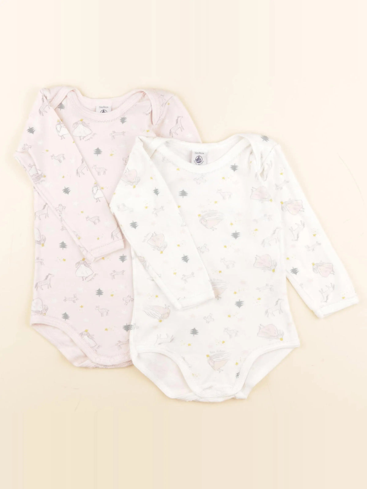 Petit Bateau - lot de 2 bodies en coton blanc, rose - 24 mois