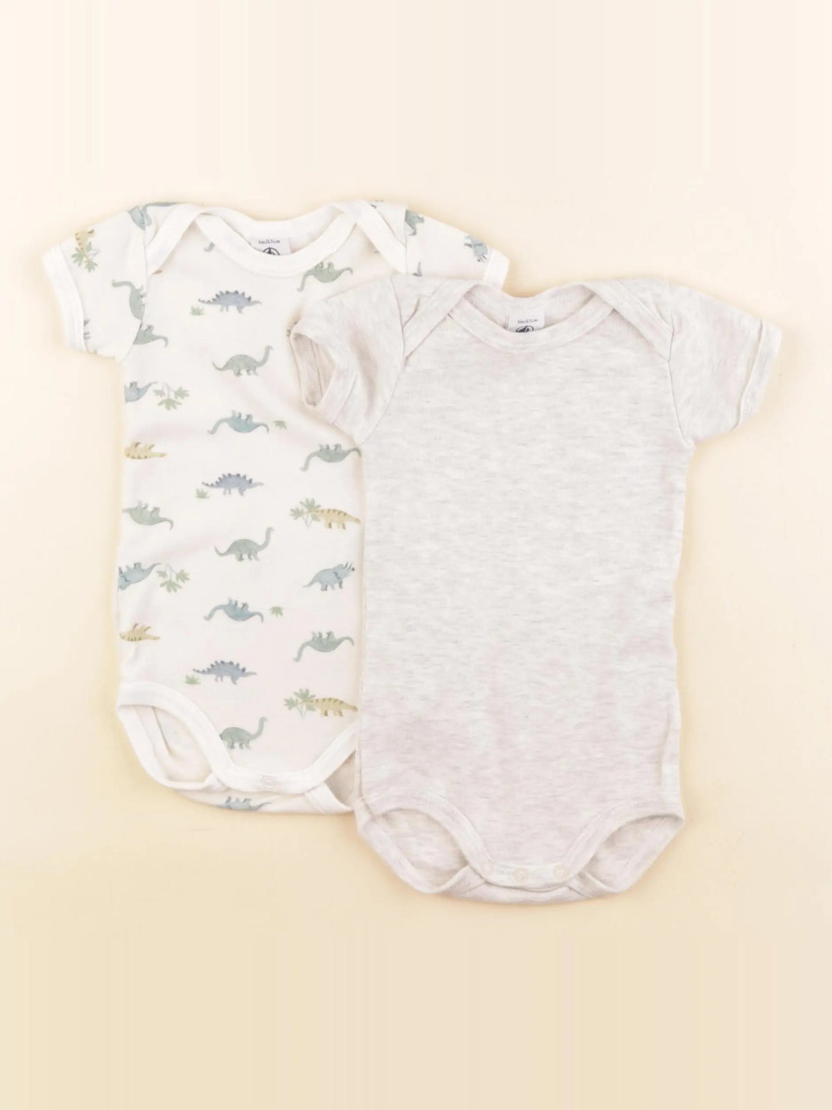 Petit Bateau - lot de 2 bodies en coton coton beige - 6 mois