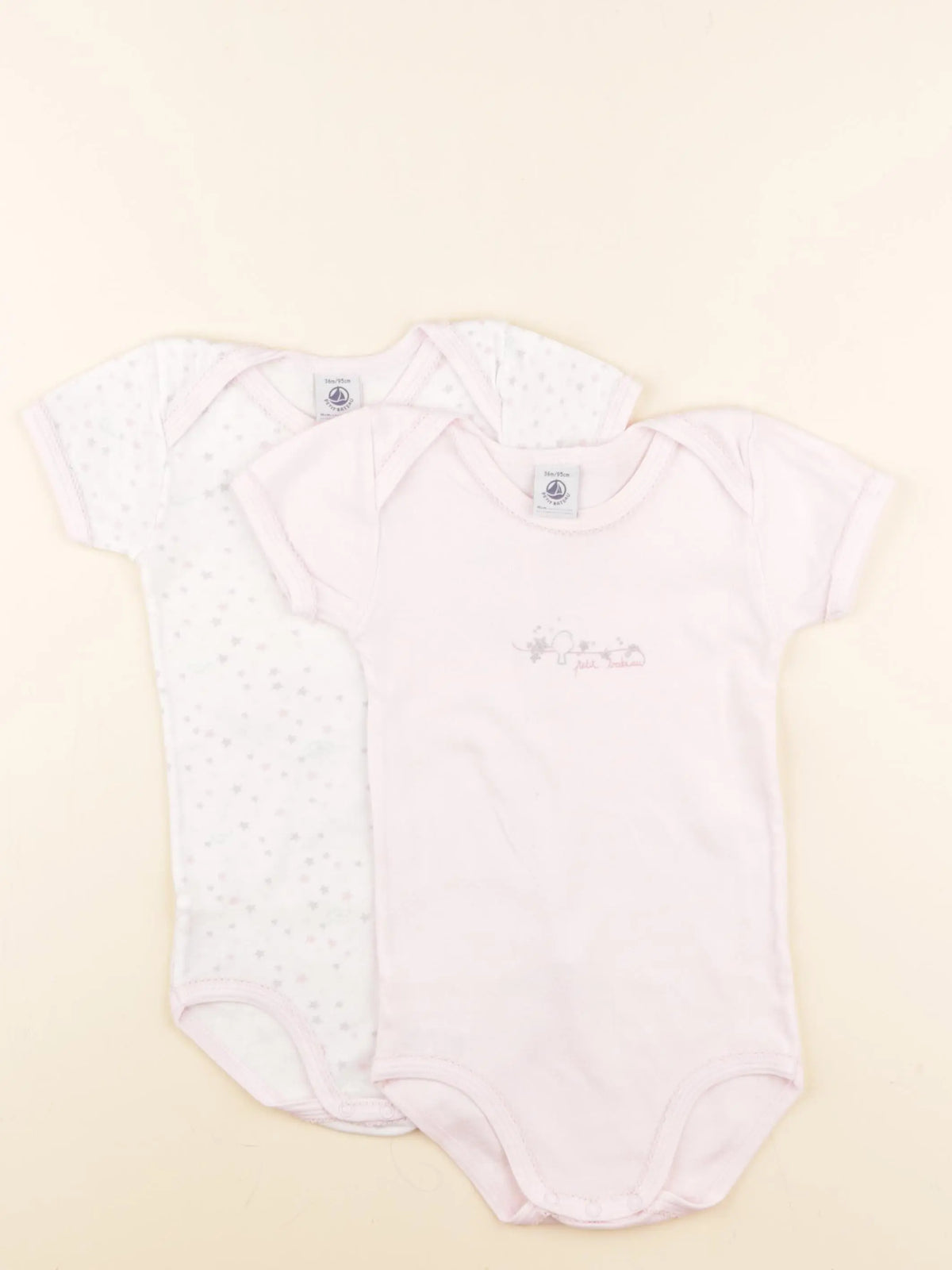 Petit Bateau - lot de 2 bodies en coton rose - 36 mois