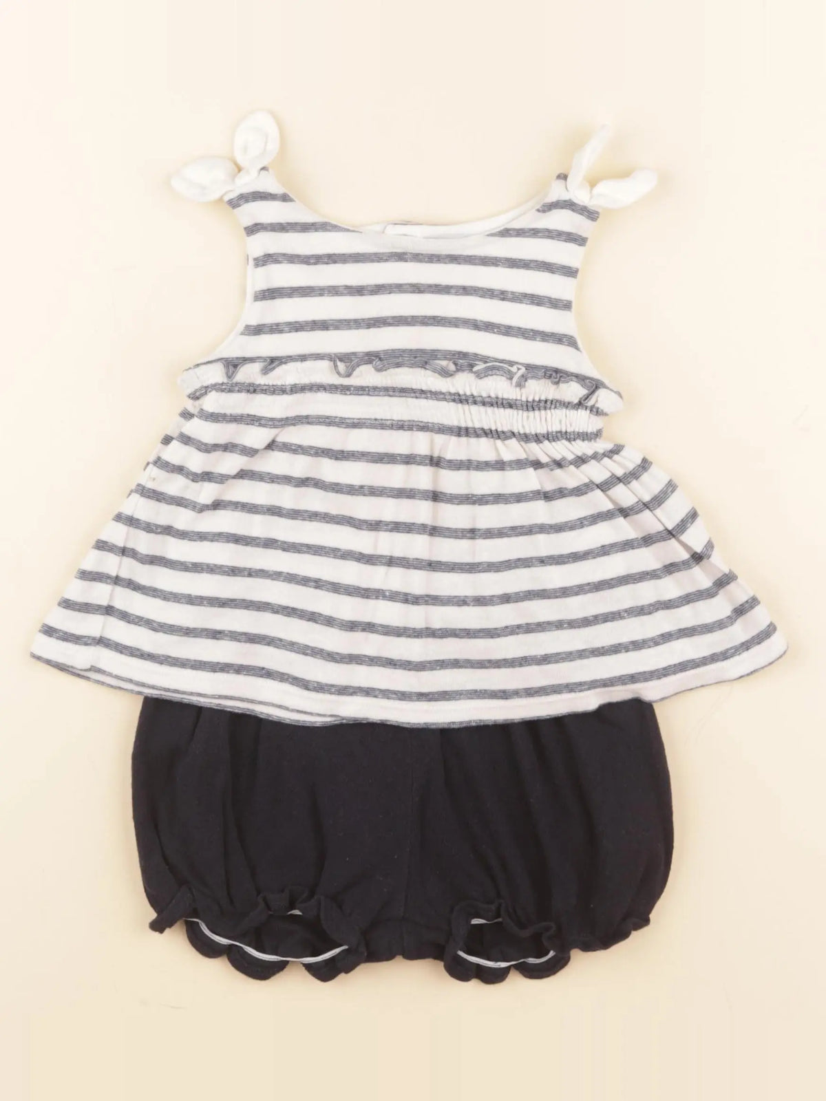 Petit Bateau - ensemble blanc, bleu - 12 mois