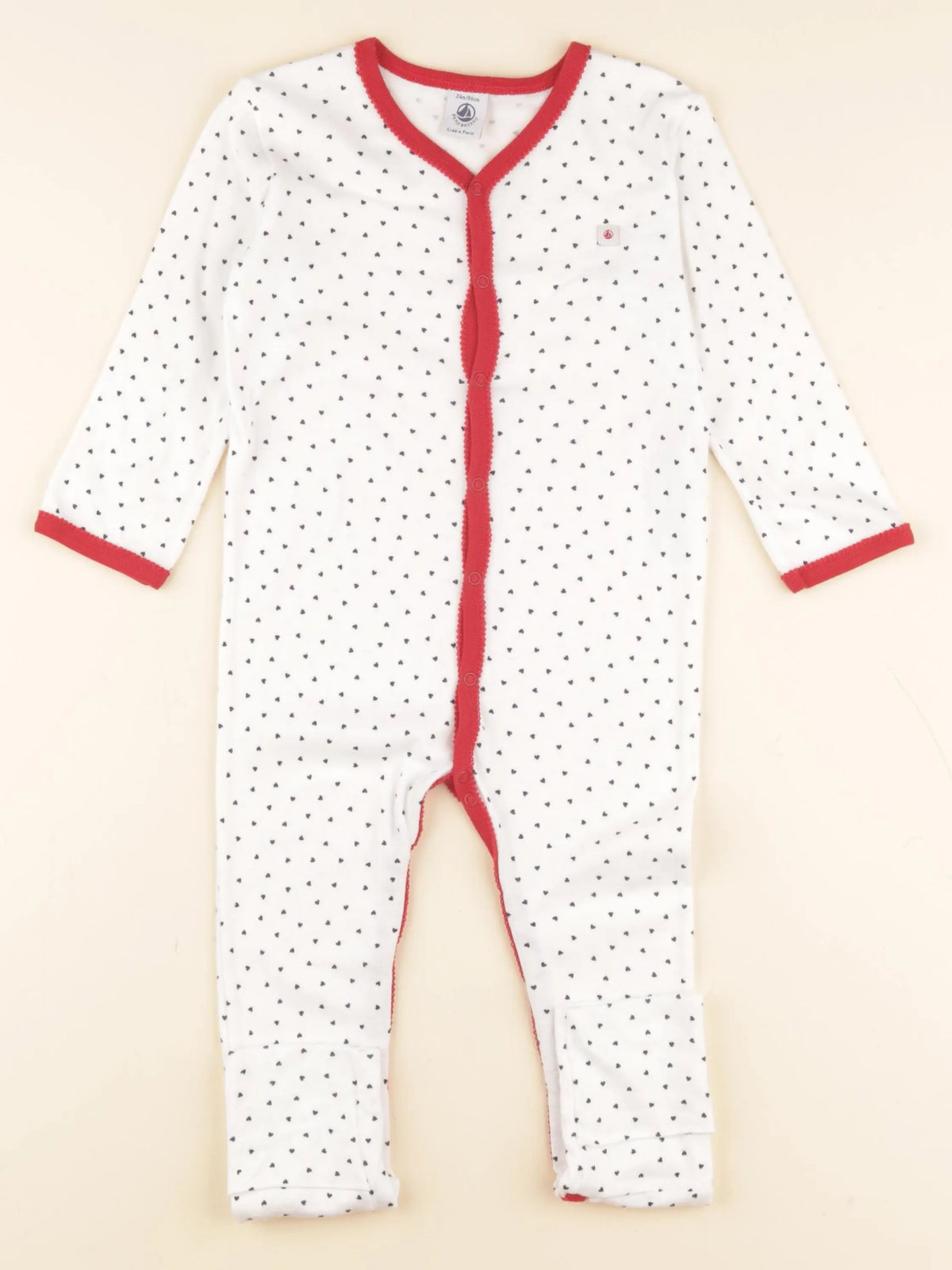 Petit Bateau - pyjama coton blanc, bleu, rouge - 24 mois