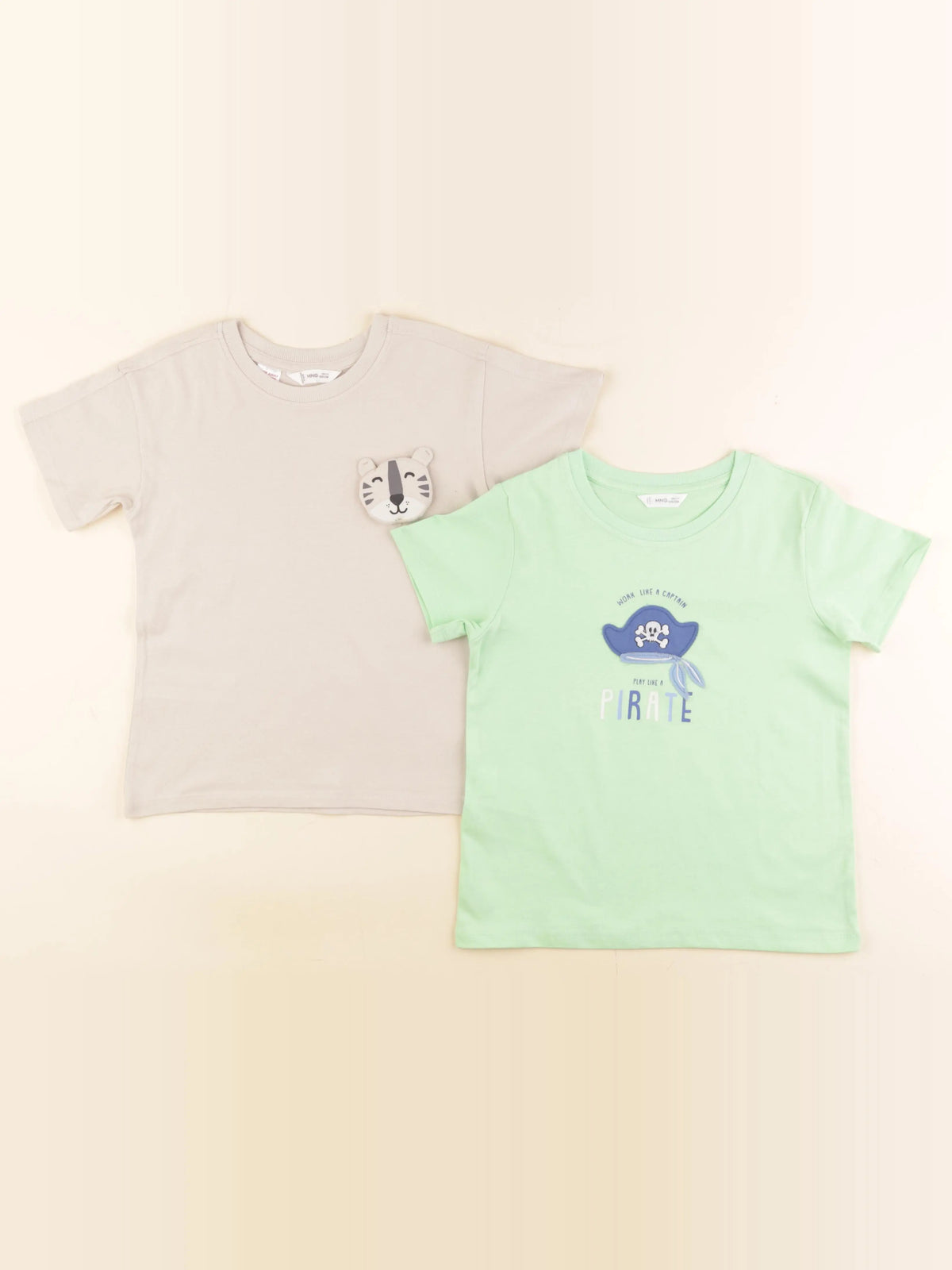 Mango - lot de 2 tee-shirts beige, vert - 4/5 ans