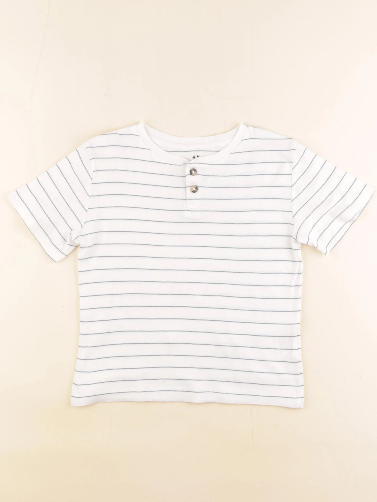H&M - tee-shirt blanc, bleu - 6/8 ans