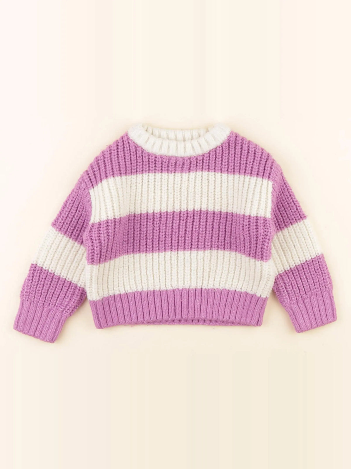 Vertbaudet - pull blanc, violet - 3 ans