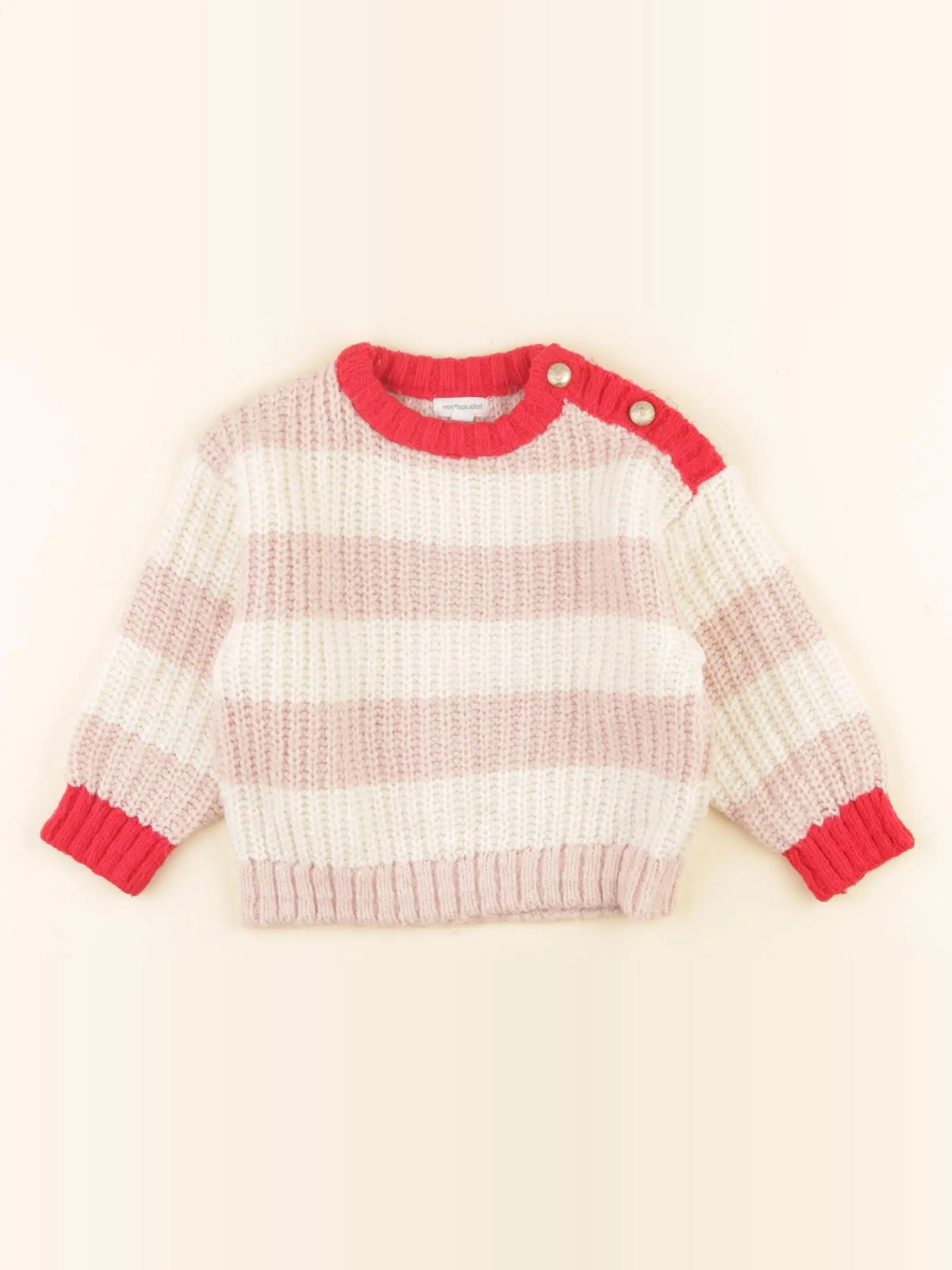 Vertbaudet - pull rose, rouge - 18 mois