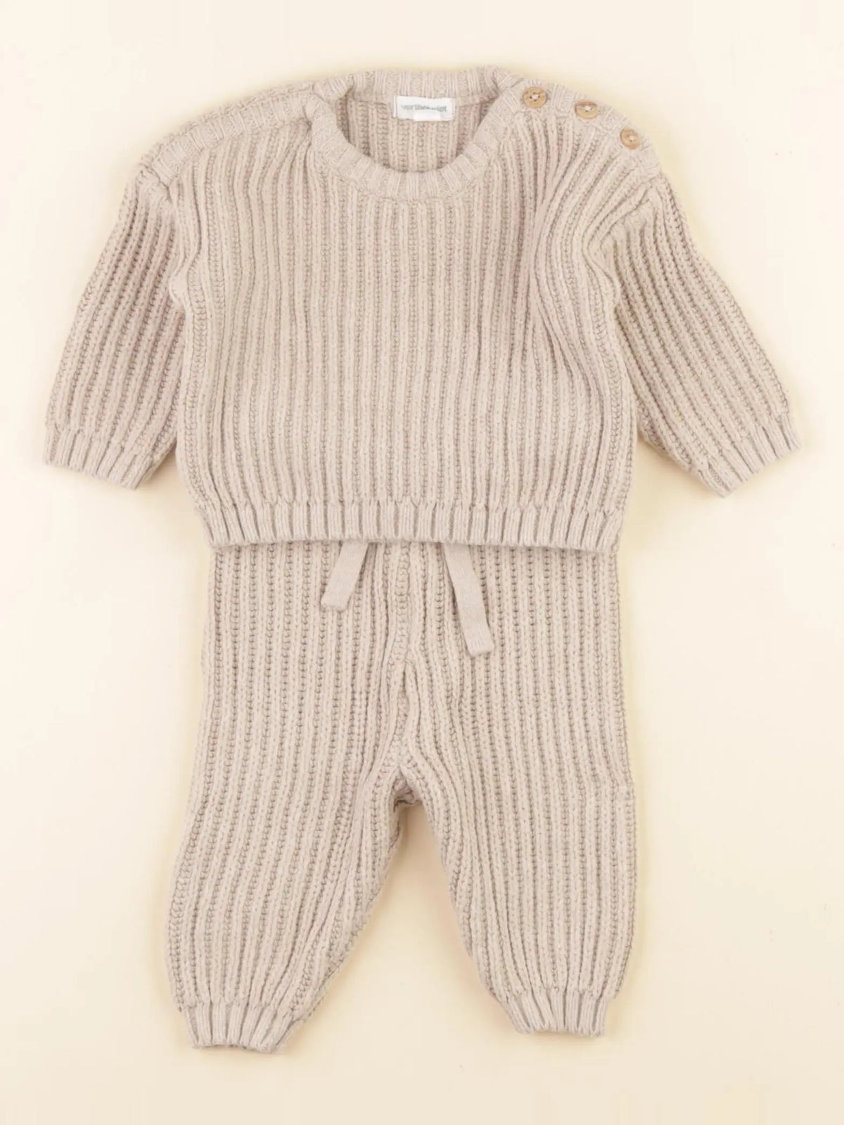 Vertbaudet - ensemble beige - 1 mois