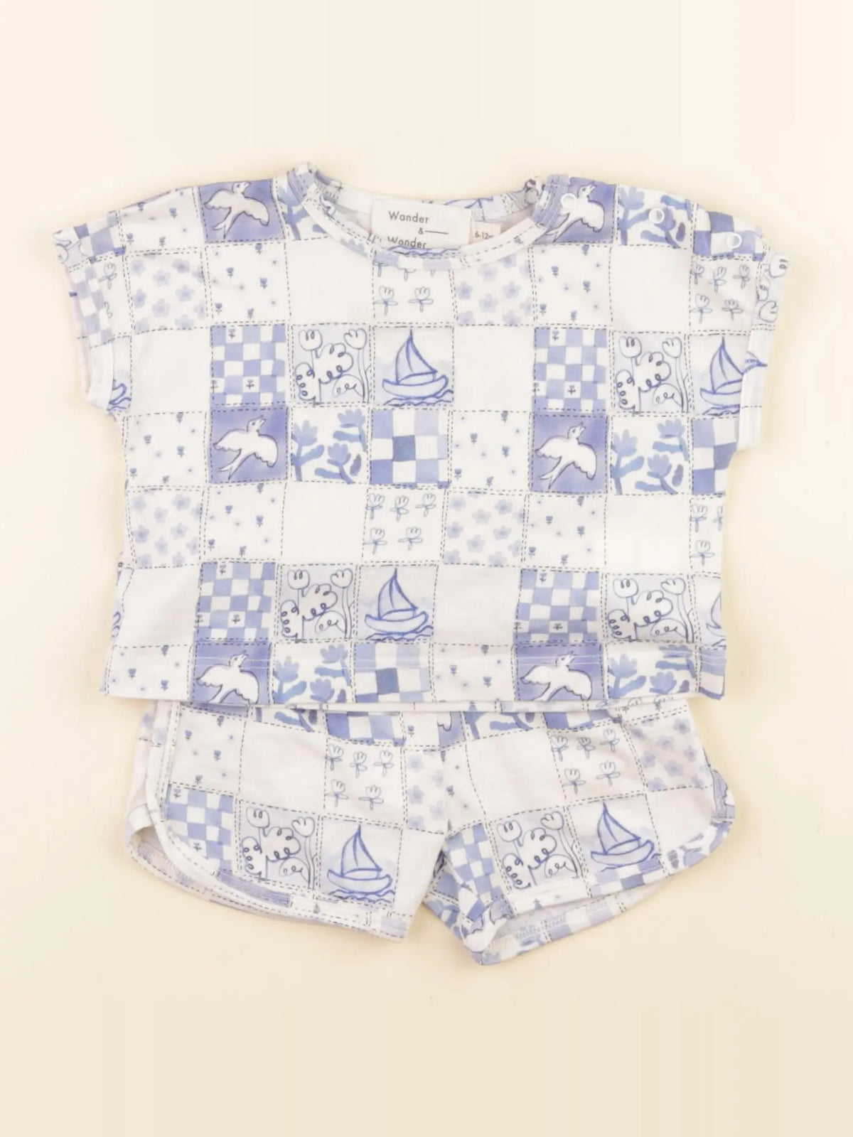 Wander & Wonder - ensemble bleu - 9/12 mois