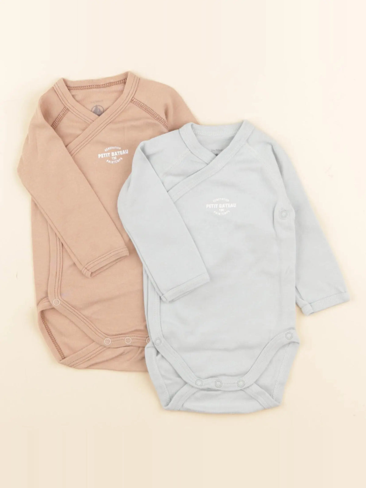 Petit Bateau - body bleu, marron - 3 mois