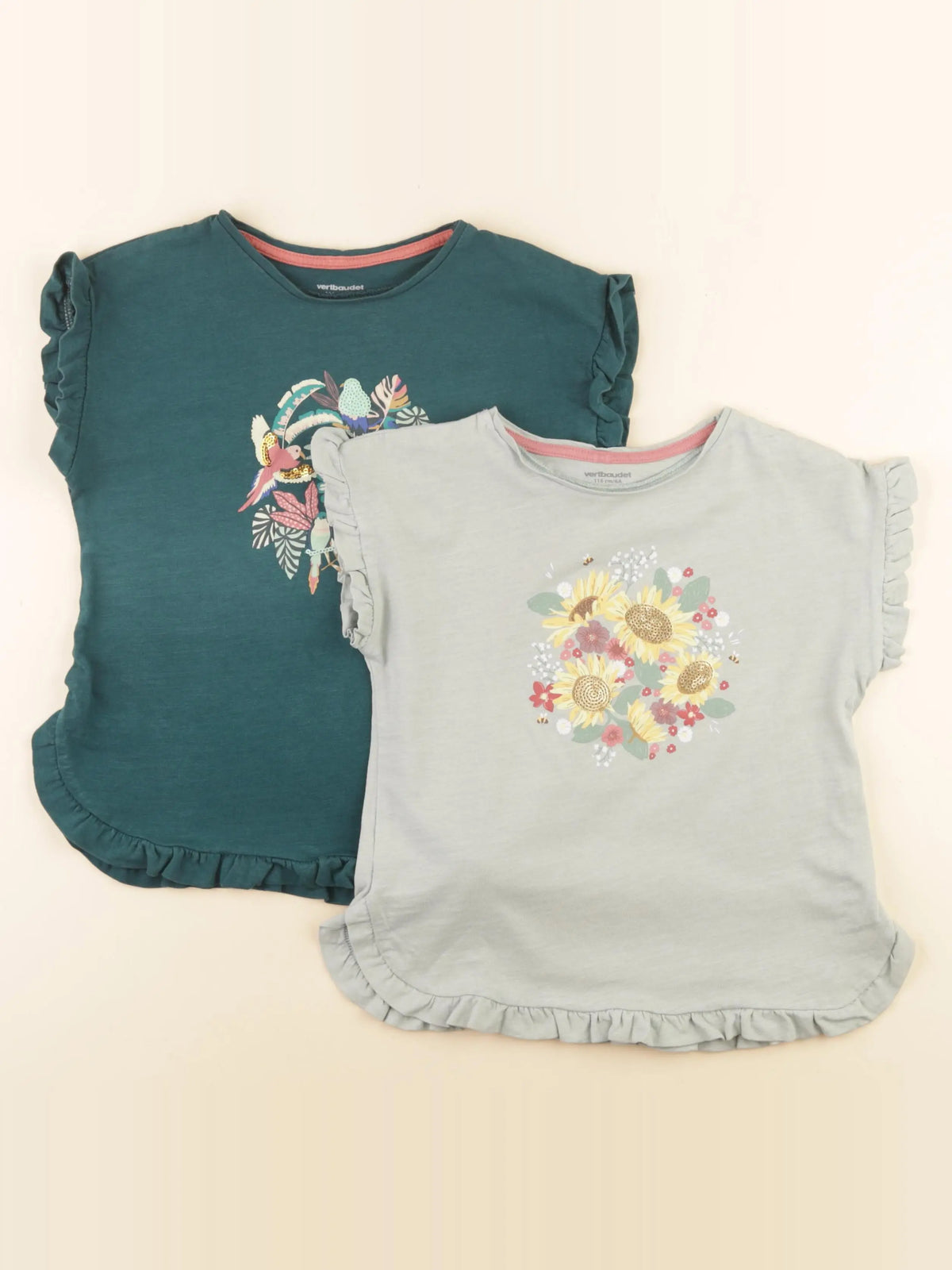 Vertbaudet - lot de 2 tee-shirts vert - 6 ans