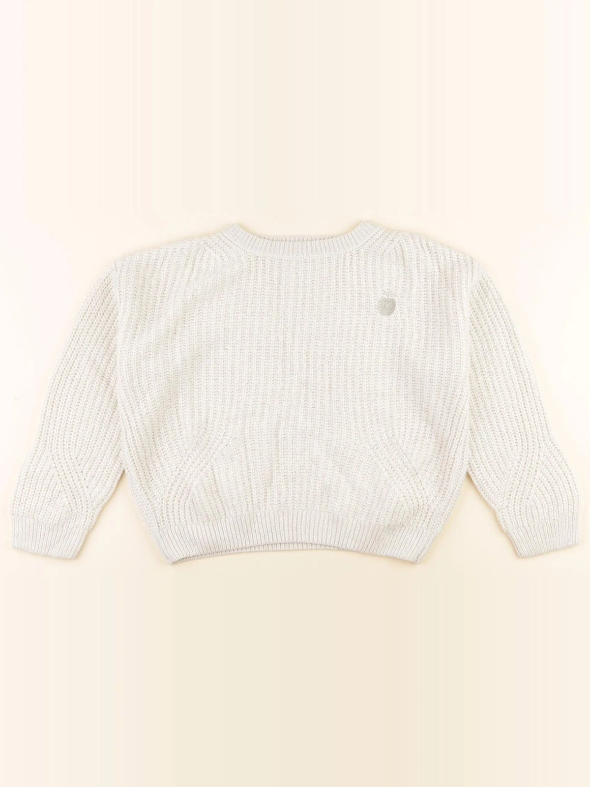 Vertbaudet - pull beige, or - 8 ans