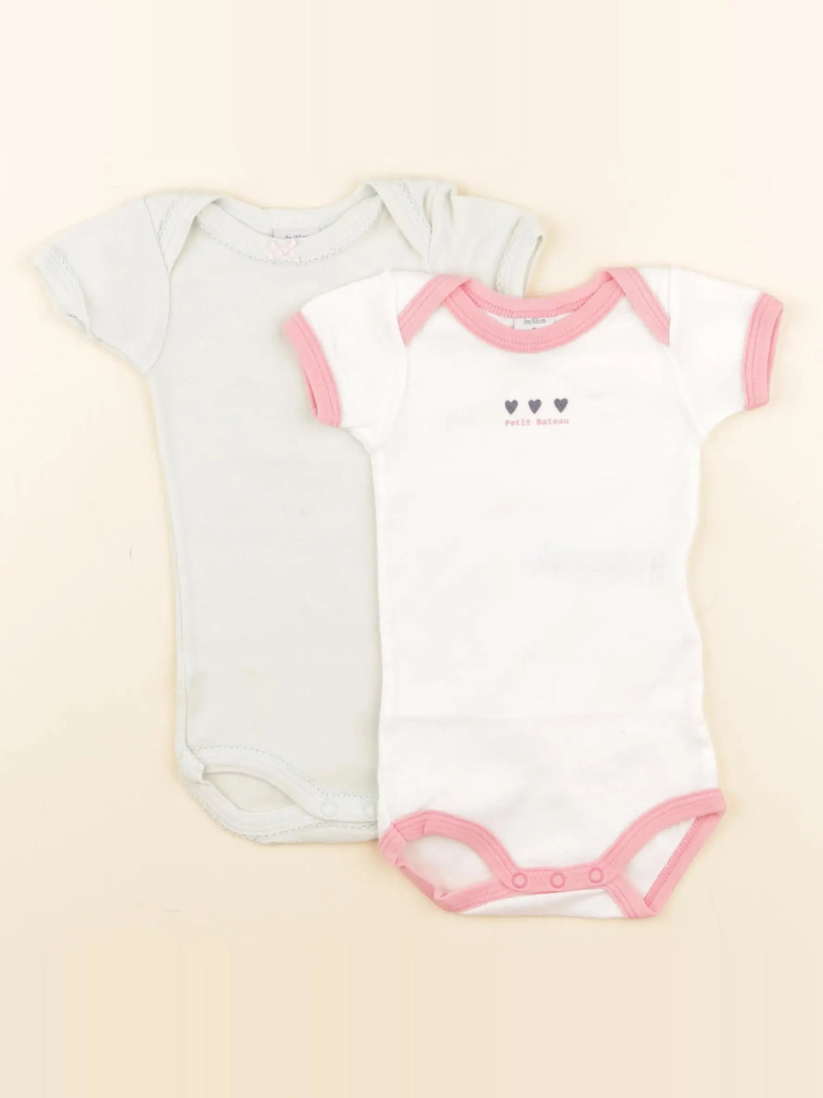 Petit Bateau - lot de 2 bodies en coton blanc - 3 mois
