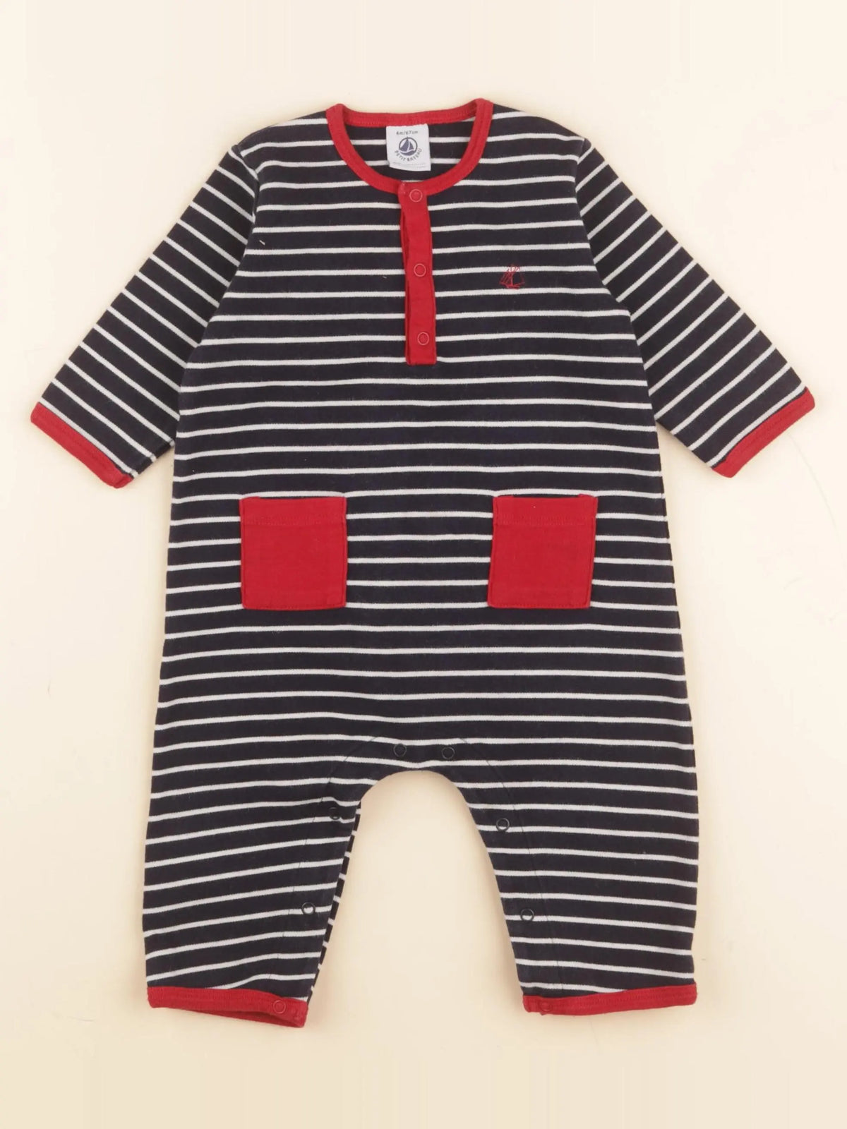 Petit Bateau - combinaison bleu - 6 mois