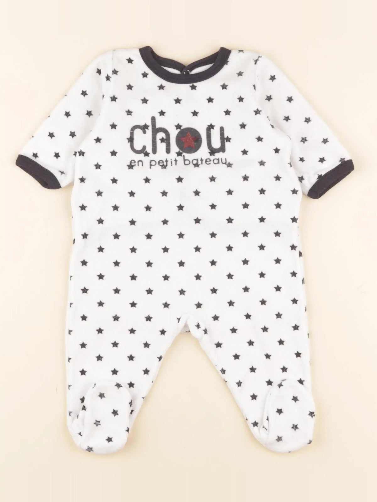 Petit Bateau - pyjama velours bleu - 3 mois