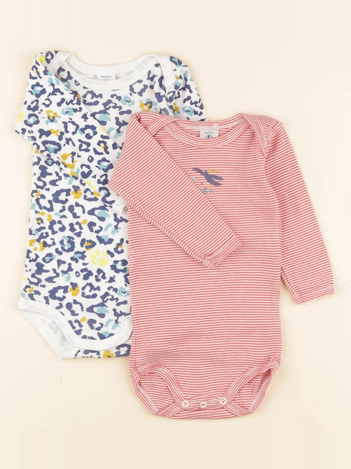 Petit Bateau - lot de 2 bodies en coton multicolore - 6 mois