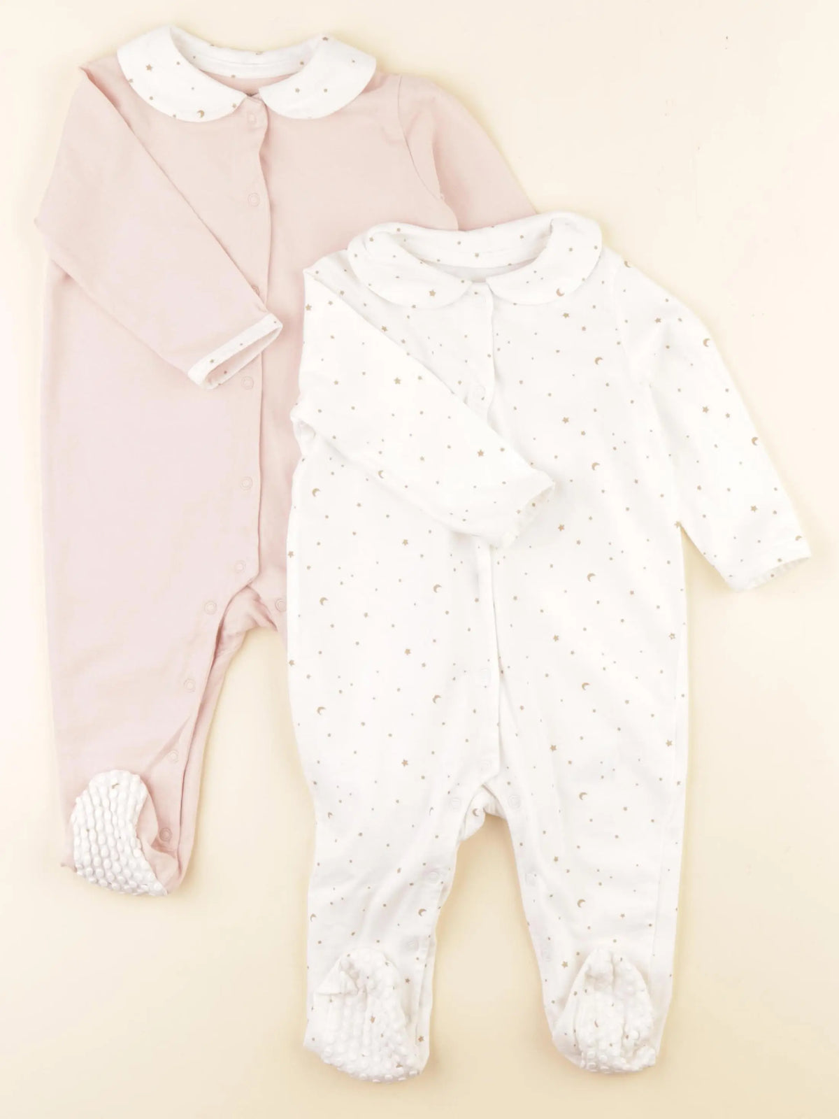 Vertbaudet - lot de 2 pyjamas coton blanc, rose - 9 mois