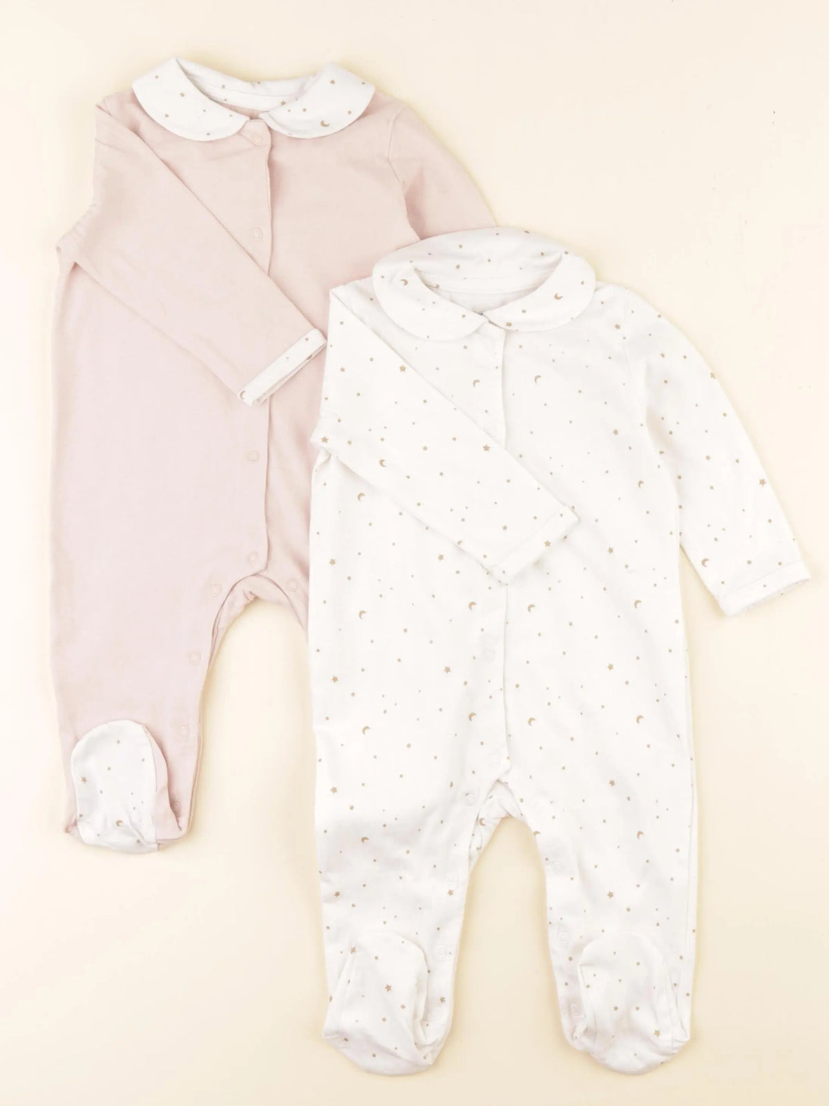 Vertbaudet - lot de 2 pyjamas coton blanc, rose - 6 mois