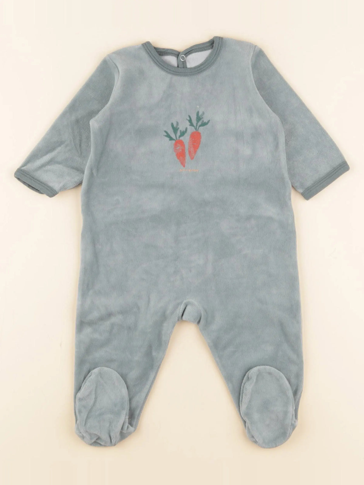 Petit Bateau - pyjama velours vert - 6 mois