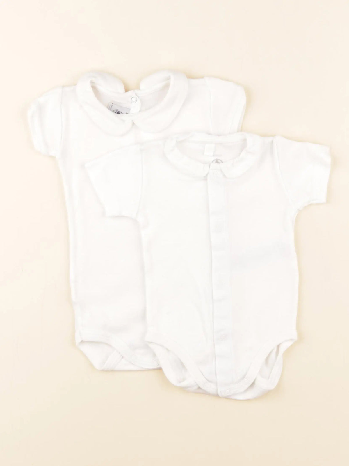 Petit Bateau - lot de 2 bodies à col blanc - 3 mois