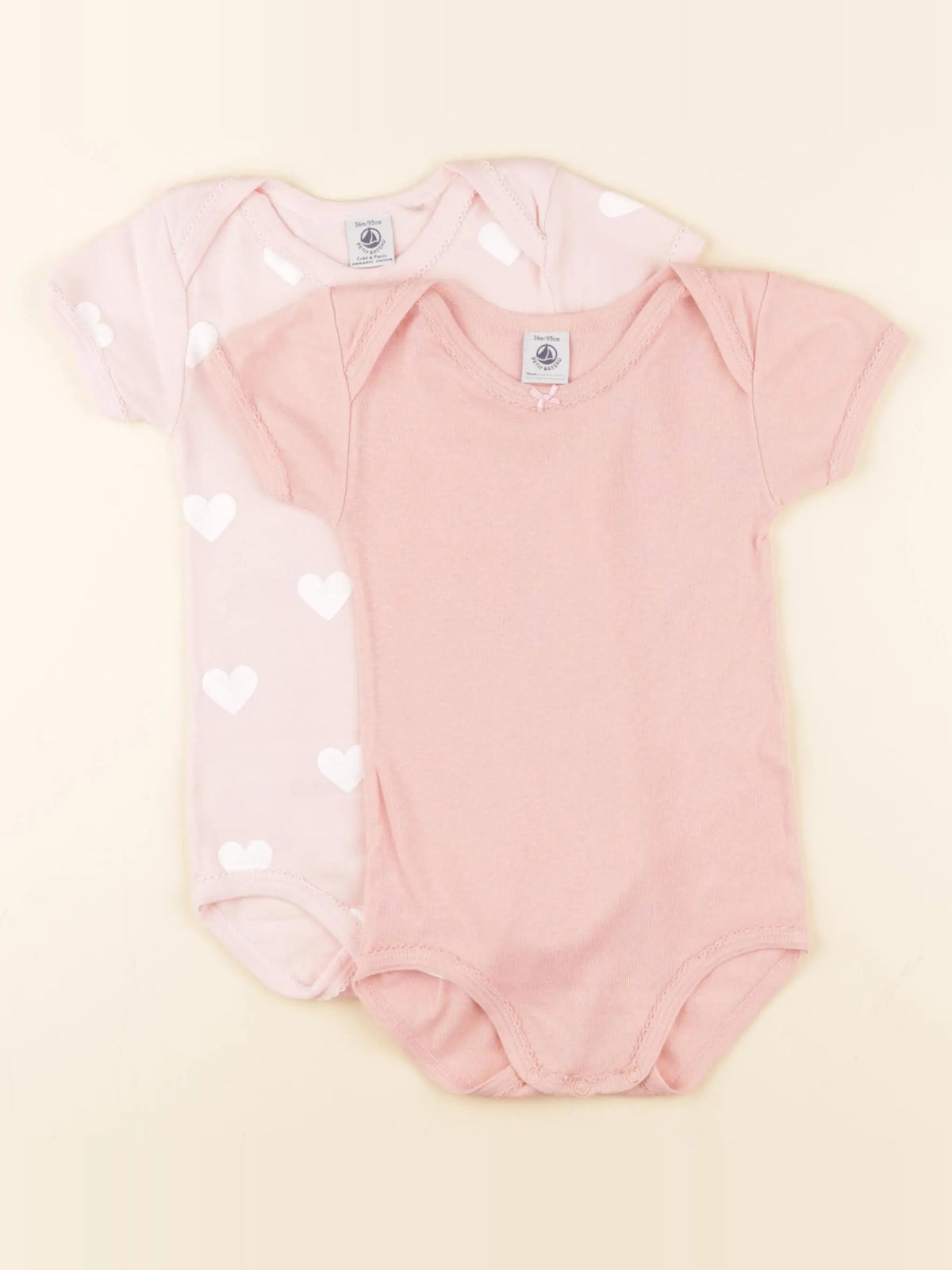 Petit Bateau - lot de 2 bodies en coton rose - 36 mois