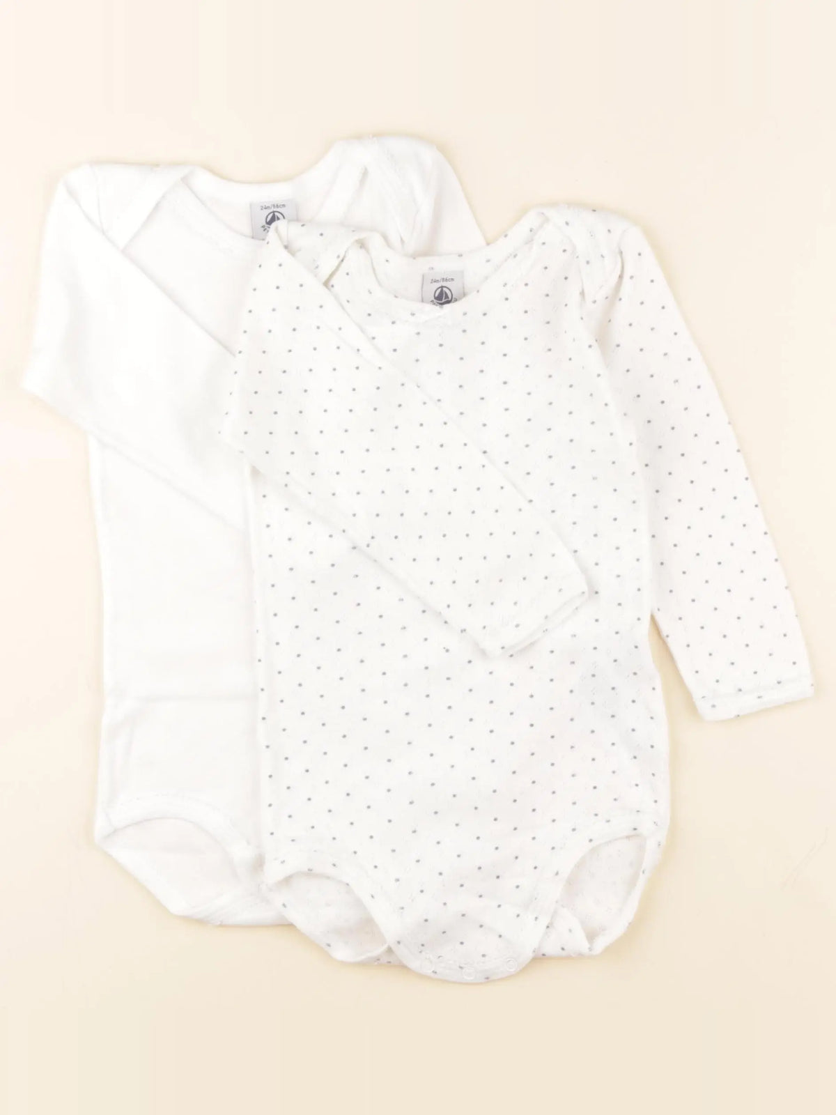 Petit Bateau - lot de 2 bodies en coton blanc - 24 mois