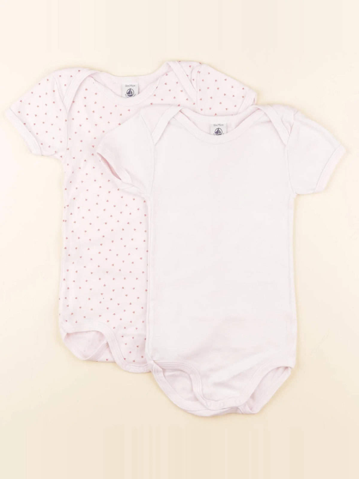 Petit Bateau - lot de 2 bodies en coton rose - 36 mois