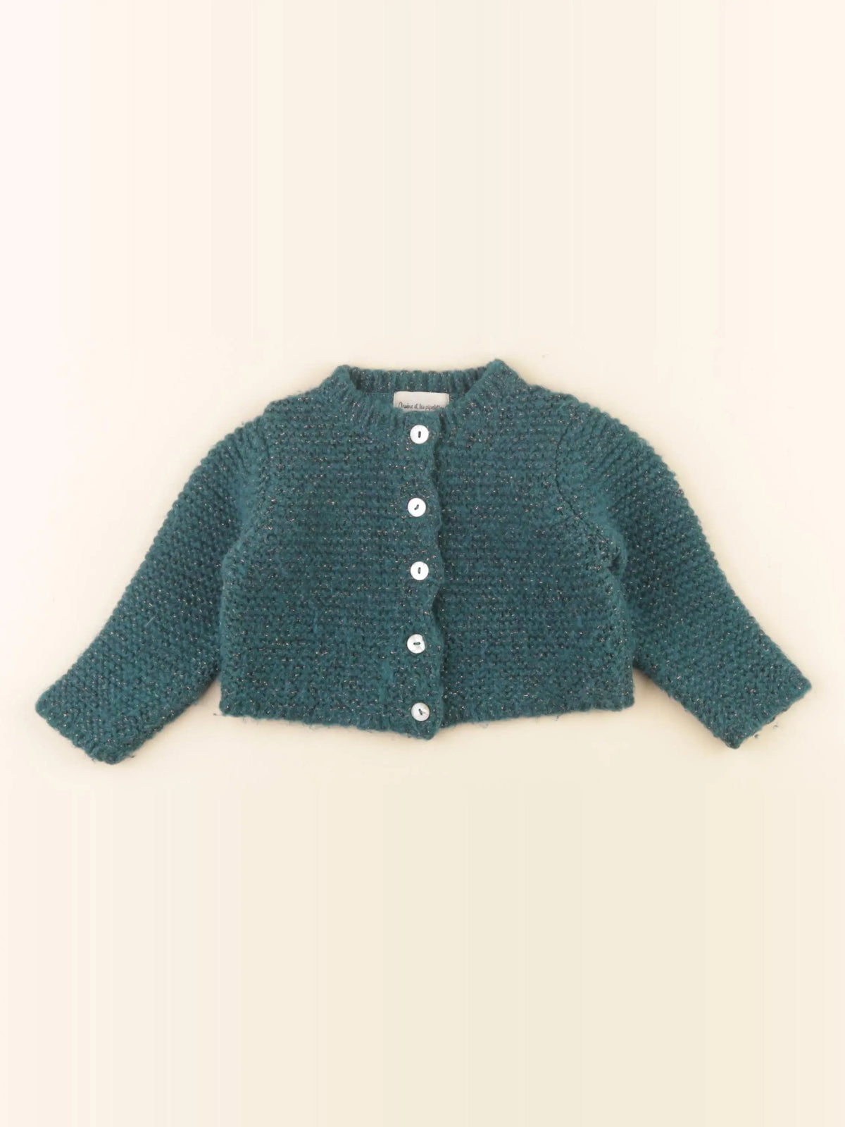 Arsène et les pipelettes - gilet vert - 12 mois