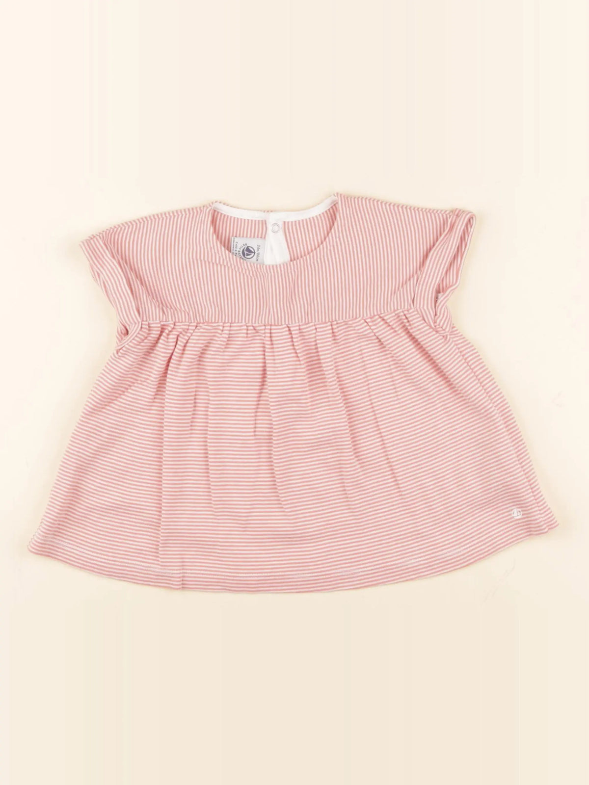 Petit Bateau - tee-shirt rose, blanc - 2 ans