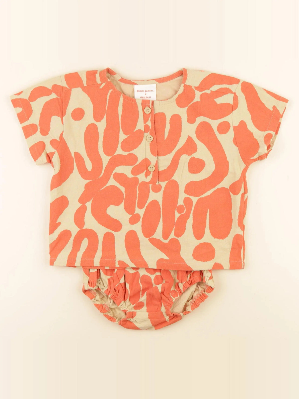Gamin gamine - ensemble orange - 12/18 mois