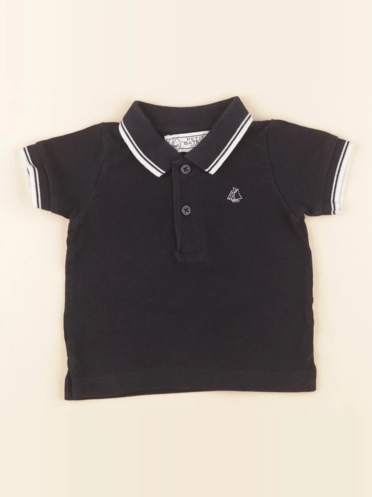 Petit Bateau - polo bleu - 6 mois