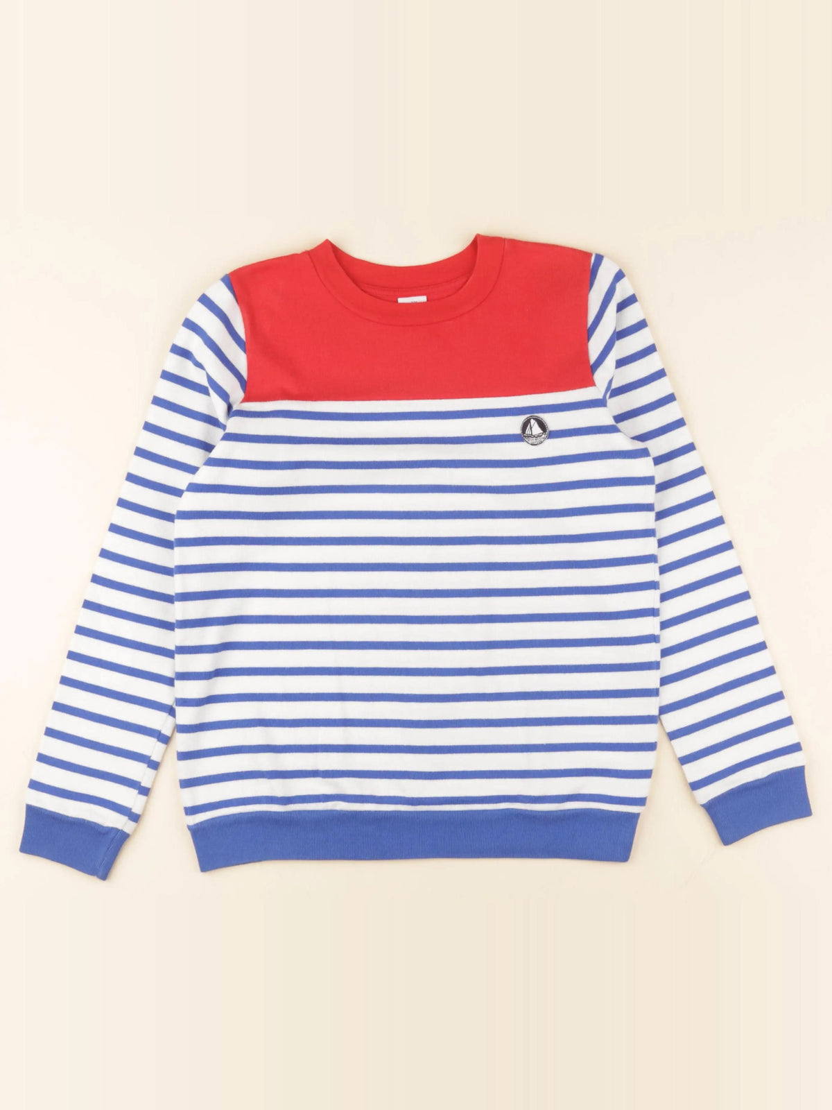 Petit Bateau - sweat bleu, blanc - 10 ans
