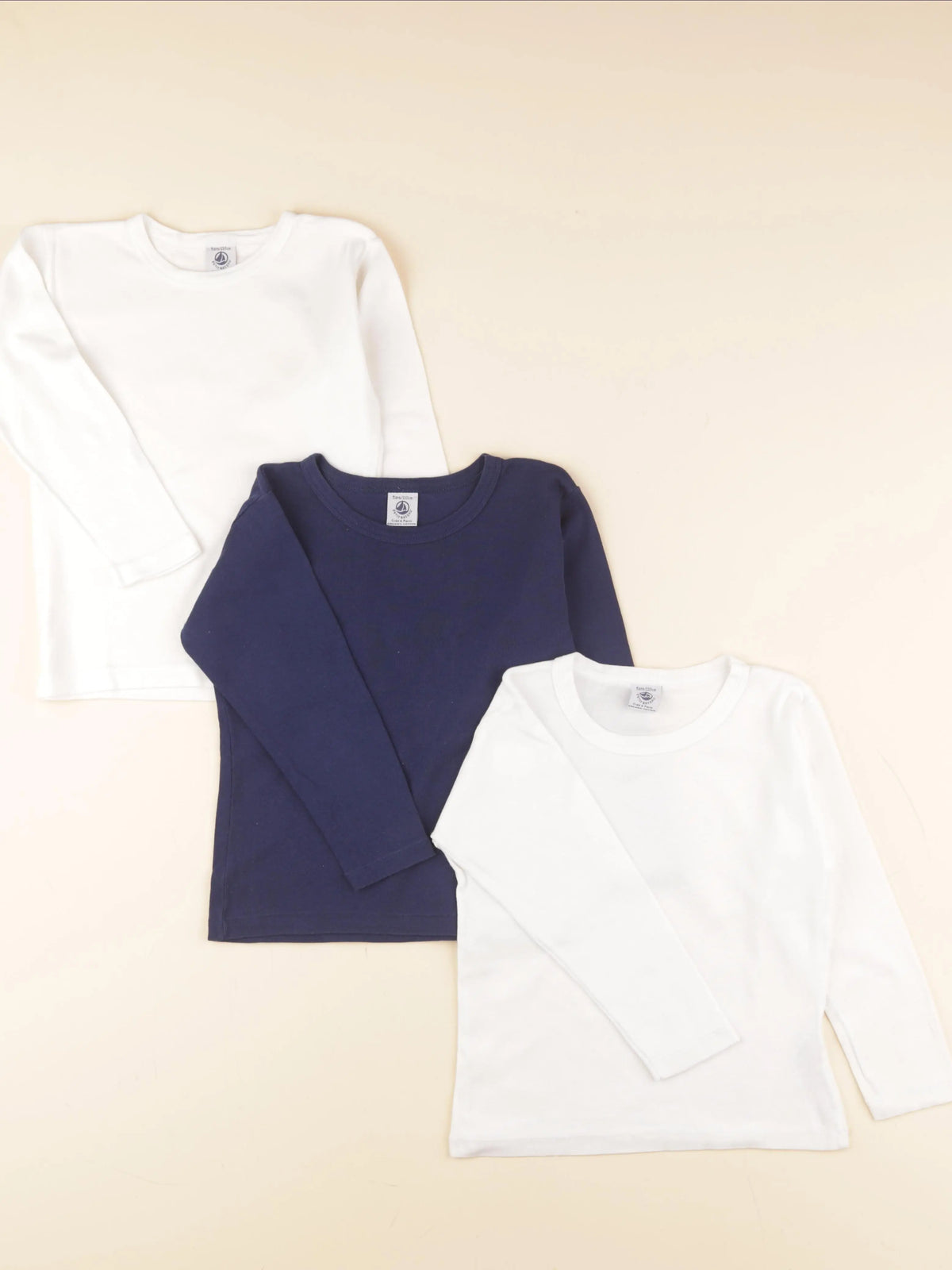 Petit Bateau - lot de 3 maillots de corps blanc, bleu - 5 ans