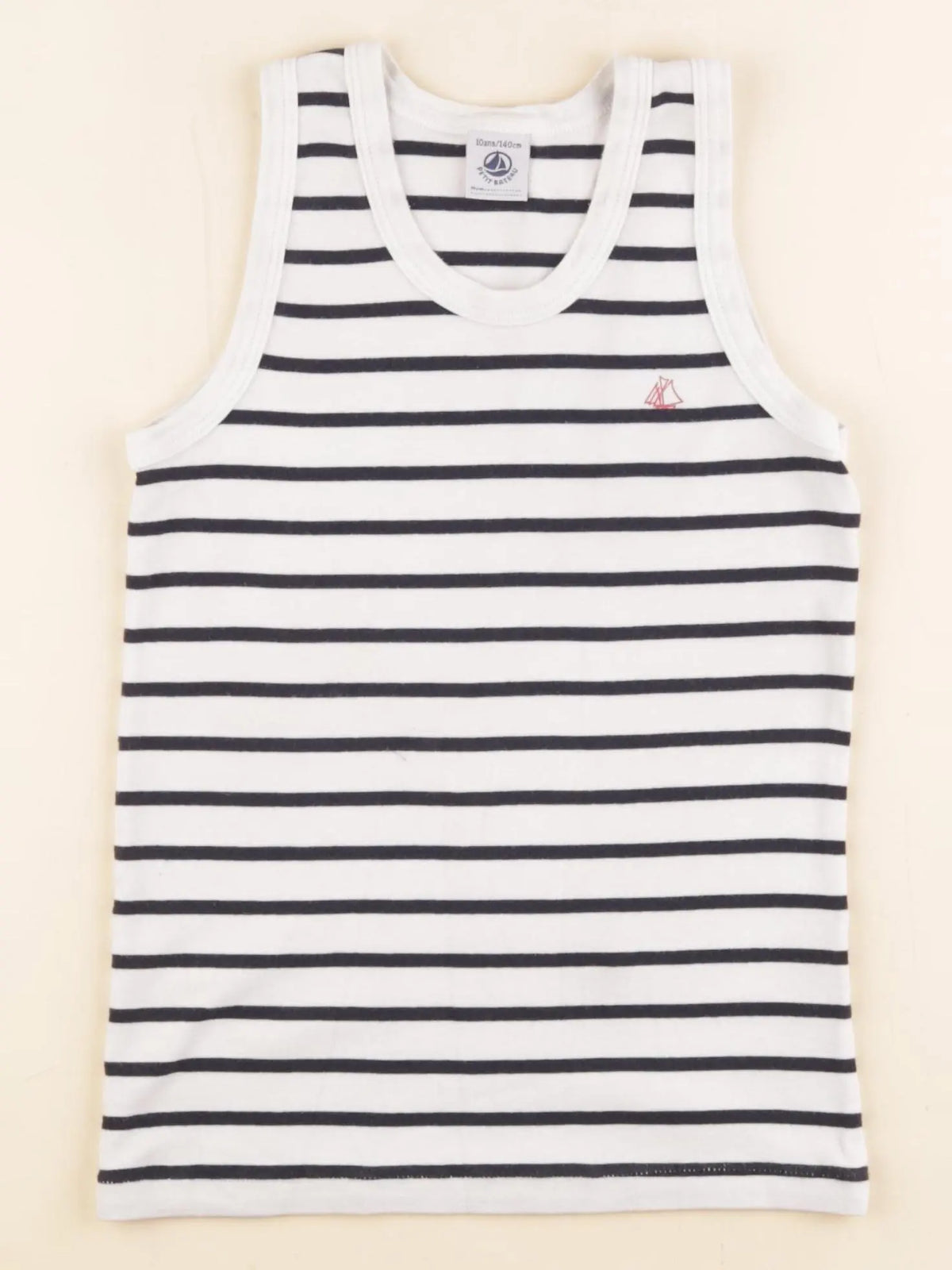 Petit Bateau - maillot de corps blanc, bleu - 10 ans