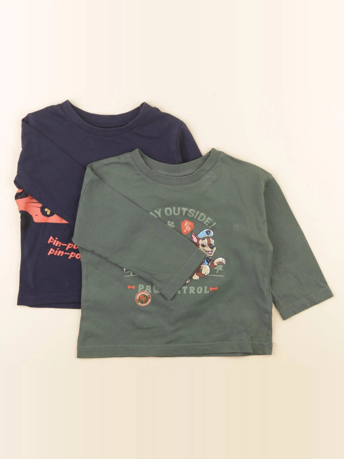 Vertbaudet - lot de 2 tee-shirts vert, bleu - 2 ans