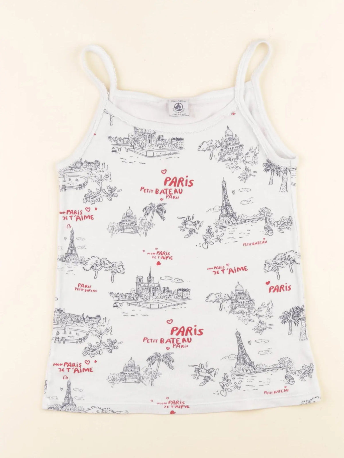 Petit Bateau - maillot de corps blanc, bleu - 10 ans